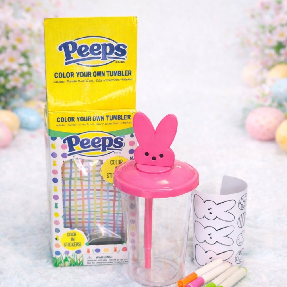 Peeps Color Your Own Tumbler Kit Easter Bunny Cup Stickers & Markers